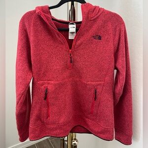 The North Face Heathered Red Half-Zip Hooded Fleece